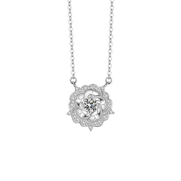 Dây Chuyền Nữ Lili Jewelry Đính Đá CZ Hoa Hồng Rose LILI_105373 Màu Bạc
