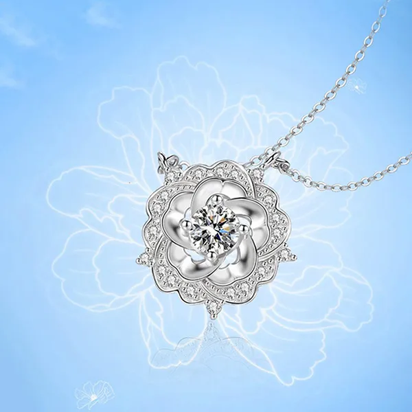 Dây Chuyền Nữ Lili Jewelry Đính Đá CZ Hoa Hồng Rose LILI_105373 Màu Bạc