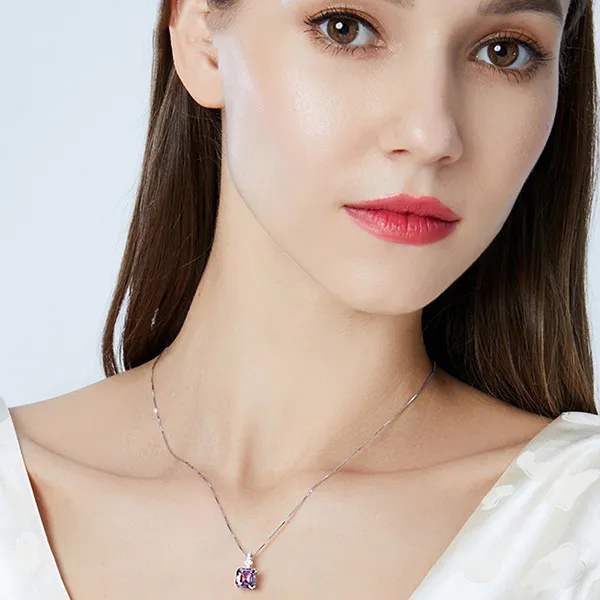 Dây Chuyền Nữ Lili Jewelry Đính Đá CZ Karla LILI_098007 Màu Hồng Bạc