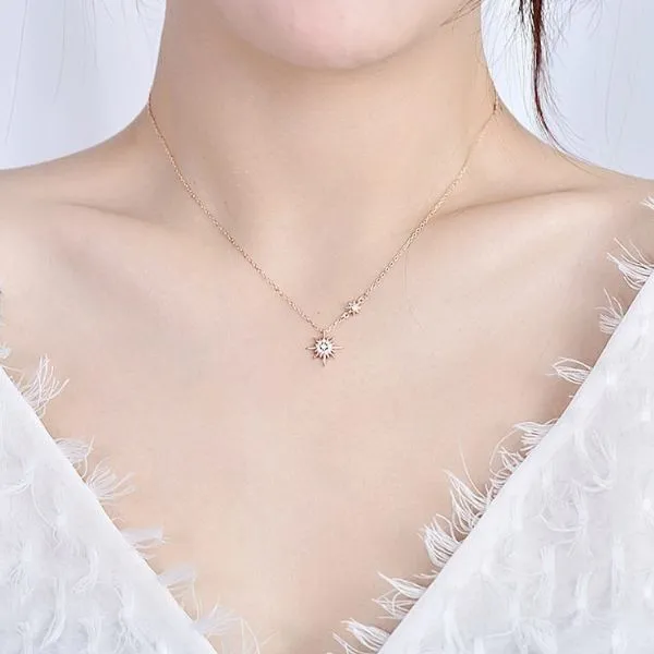 Dây Chuyền Nữ Lili Jewelry Đính Đá CZ Mạ Vàng Mặt Trời LILI_443965 Màu Vàng Hồng