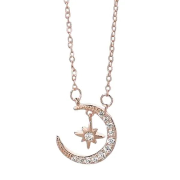 Dây Chuyền Nữ Lili Jewelry Đính Đá CZ Mặt Trăng Sao Jade Rabbit LILI_144186 Màu Vàng Hồng - Trang sức - Vua Hàng Hiệu