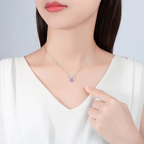 Dây Chuyền Nữ Lili Jewelry Đính Đá CZ Mũi Tên Tình Ái Cadence LILI_098779 Màu Hồng Bạc