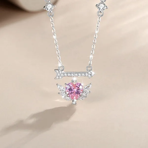 Dây Chuyền Nữ Lili Jewelry Đính Đá CZ Mũi Tên Tình Ái Cadence LILI_098779 Màu Hồng Bạc