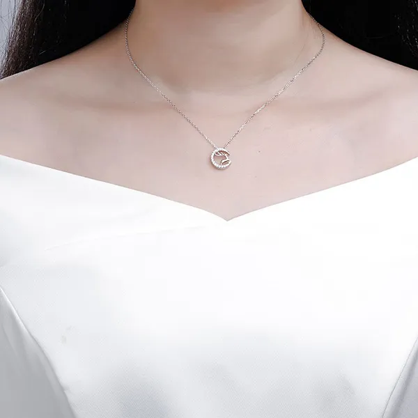 Dây Chuyền Nữ Lili Jewelry Đính Đá CZ Nai Con LILI_657572 Màu Bạc - Trang sức - Vua Hàng Hiệu