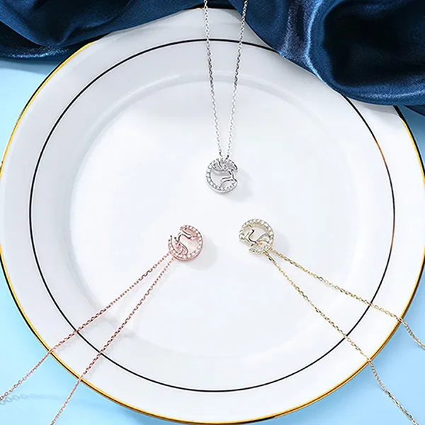 Dây Chuyền Nữ Lili Jewelry Đính Đá CZ Nai Con LILI_657572 Màu Vàng Hồng