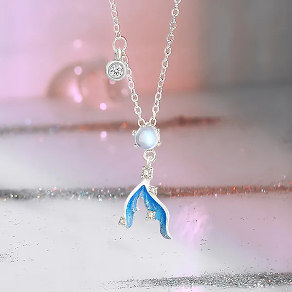 Dây Chuyền Nữ Lili Jewelry Đính Đá CZ Nàng Tiên Cá Ocean LILI_097794 Màu Xanh Bạc