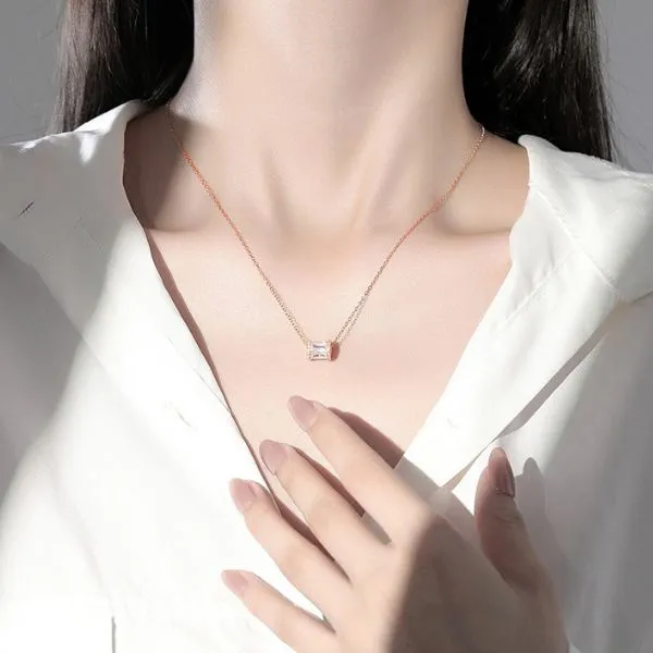 Dây Chuyền Nữ Lili Jewelry Đính Đá CZ Natalia LILI_125566 Màu Vàng Hồng