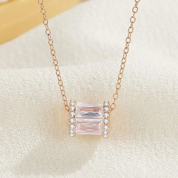 Dây Chuyền Nữ Lili Jewelry Đính Đá CZ Natalia LILI_125566 Màu Vàng Hồng