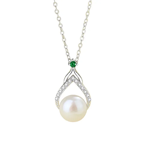 Dây Chuyền Nữ Lili Jewelry Đính Đá CZ Ngọc Trai Hình Giọt Nước Bria LILI_097809 Màu Bạc