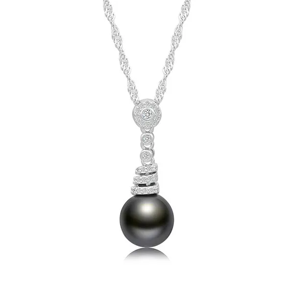 Dây Chuyền Nữ Lili Jewelry Đính Đá CZ, Ngọc Trai Karter LILI_098928 Màu Đen Bạc - Trang sức - Vua Hàng Hiệu