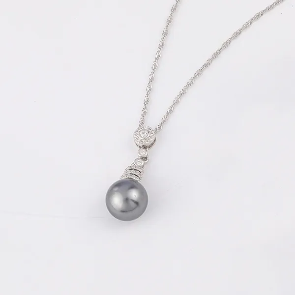 Dây Chuyền Nữ Lili Jewelry Đính Đá CZ, Ngọc Trai Karter LILI_098928 Màu Đen Bạc - Trang sức - Vua Hàng Hiệu