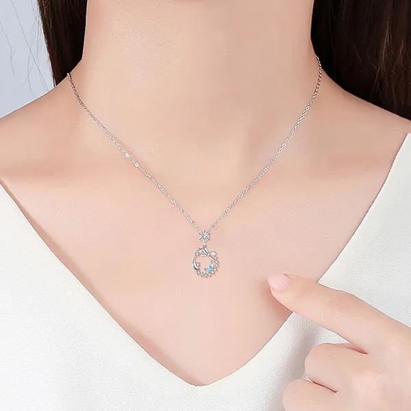 Dây Chuyền Nữ Lili Jewelry Đính Đá CZ Ngôi Sao Băng Jada LILI_098696 Màu Xanh Bạc