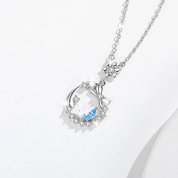 Dây Chuyền Nữ Lili Jewelry Đính Đá CZ Ngôi Sao Băng Jada LILI_098696 Màu Xanh Bạc