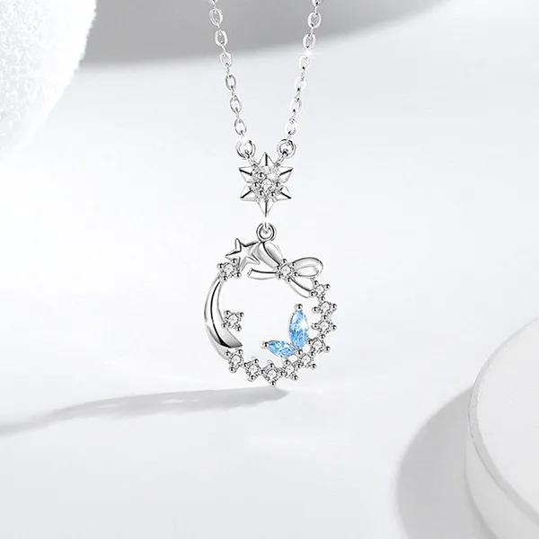 Dây Chuyền Nữ Lili Jewelry Đính Đá CZ Ngôi Sao Băng Jada LILI_098696 Màu Xanh Bạc