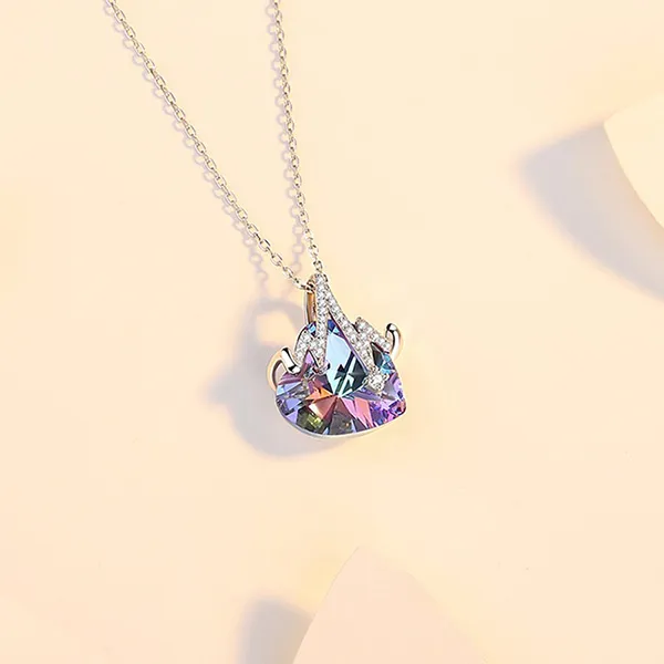 Dây Chuyền Nữ Lili Jewelry Đính Đá CZ Nhịp Đập Trái Tim Ellis LILI_105346 Màu Bạc Tím