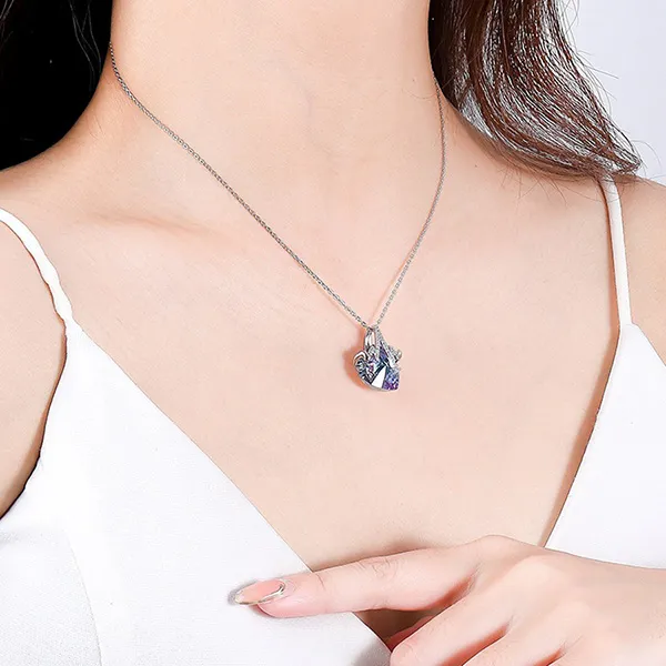 Dây Chuyền Nữ Lili Jewelry Đính Đá CZ Nhịp Đập Trái Tim Ellis LILI_105346 Màu Bạc Tím