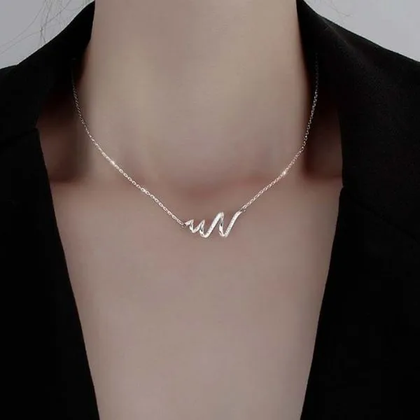 Dây Chuyền Nữ Lili Jewelry Đính Đá CZ Nhịp Tim LILI_322985 Màu Trắng