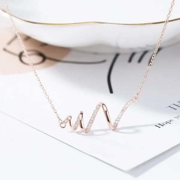 Dây Chuyền Nữ Lili Jewelry Đính Đá CZ Nhịp Tim LILI_322985 Màu Vàng Hồng - Trang sức - Vua Hàng Hiệu