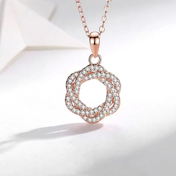 Dây Chuyền Nữ Lili Jewelry Đính Đá CZ Rayna LILI_105751 Màu Vàng Hồng