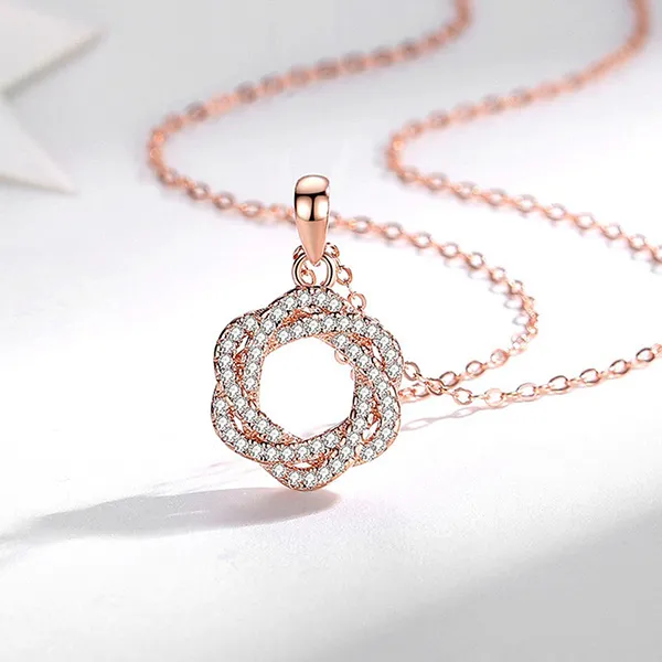 Dây Chuyền Nữ Lili Jewelry Đính Đá CZ Rayna LILI_105751 Màu Vàng Hồng