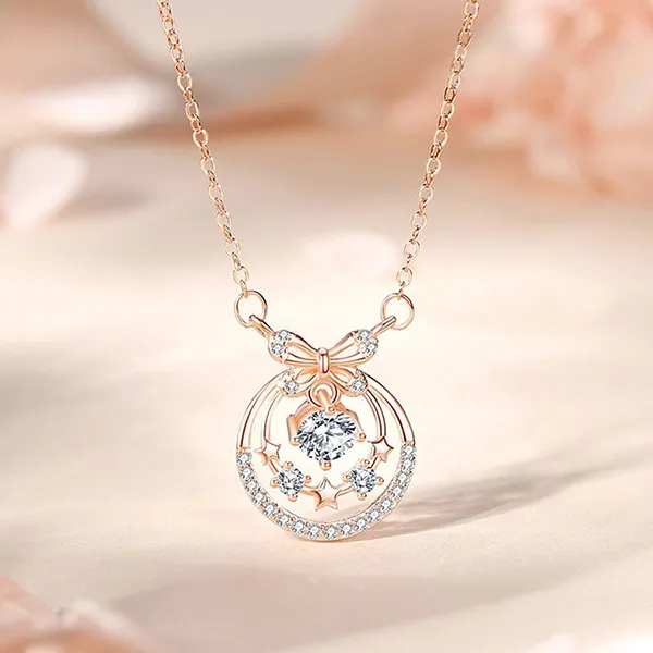 Dây Chuyền Nữ Lili Jewelry Đính Đá CZ Sao Hồ Điệp Alisson LILI_105697 Màu Vàng Hồng