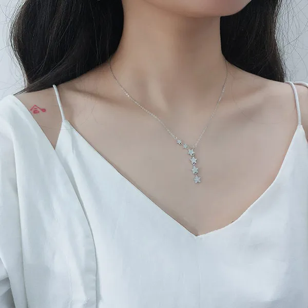 Dây Chuyền Nữ Lili Jewelry Đính Đá CZ Sáu Ngôi Sao LILI_487119 Màu Bạc - Trang sức - Vua Hàng Hiệu