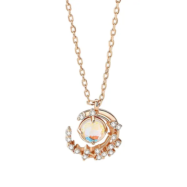 Dây Chuyền Nữ Lili Jewelry Đính Đá CZ The Moon LILI_422788 Màu Vàng Hồng - Trang sức - Vua Hàng Hiệu
