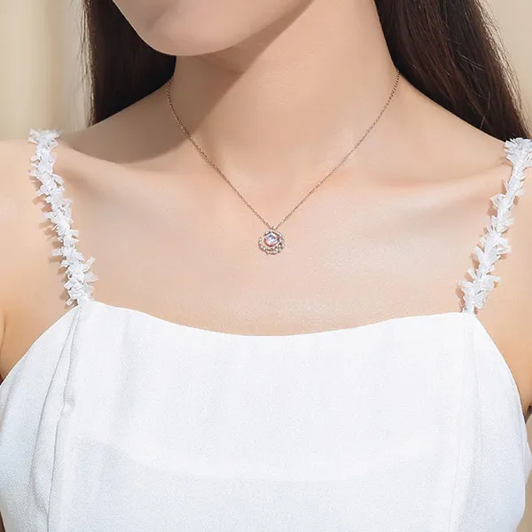 Dây Chuyền Nữ Lili Jewelry Đính Đá CZ The Moon LILI_422788 Màu Vàng Hồng - Trang sức - Vua Hàng Hiệu