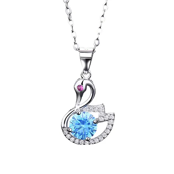 Dây Chuyền Nữ Lili Jewelry Đính Đá CZ Thiên Nga LILI_935979 Màu Bạc/Xanh - Trang sức - Vua Hàng Hiệu