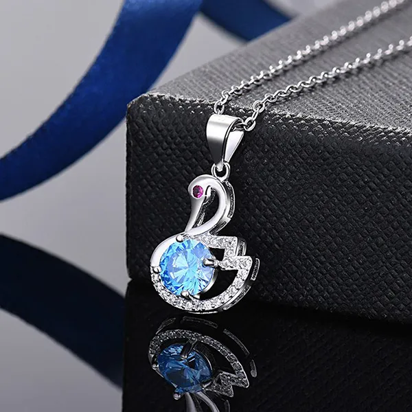 Dây Chuyền Nữ Lili Jewelry Đính Đá CZ Thiên Nga LILI_935979 Màu Bạc/Xanh - Trang sức - Vua Hàng Hiệu