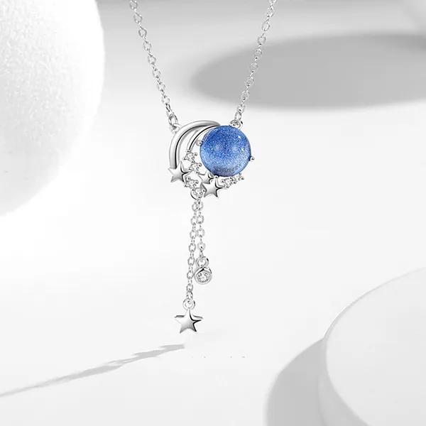 Dây Chuyền Nữ Lili Jewelry Đính Đá CZ Tiểu Hành Tinh Marina LILI_105111 Màu Xanh Bạc