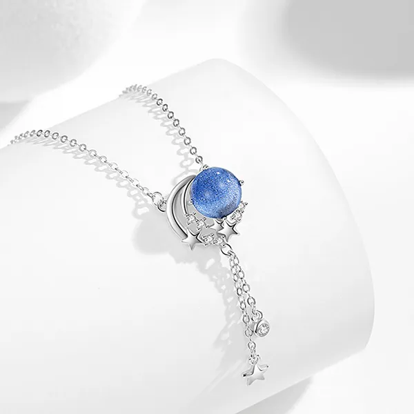Dây Chuyền Nữ Lili Jewelry Đính Đá CZ Tiểu Hành Tinh Marina LILI_105111 Màu Xanh Bạc