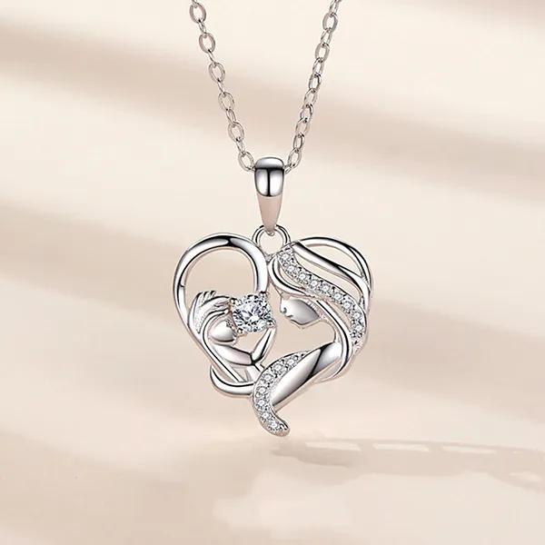 Dây Chuyền Nữ Lili Jewelry Đính Đá CZ Tình Thương Của Mẹ Love Mom LILI_098584 Màu Bạc