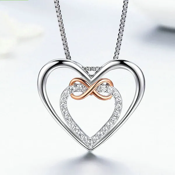 Dây Chuyền Nữ Lili Jewelry Đính Đá CZ Tình Yêu Vĩnh Cửu Fallon LILI_105497 Màu Bạc