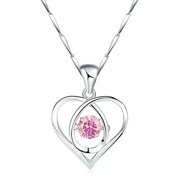 Dây Chuyền Nữ Lili Jewelry Đính Đá CZ Trái Tim Cách Điệu LILI_841379 Màu Bạc/Hồng - Trang sức - Vua Hàng Hiệu