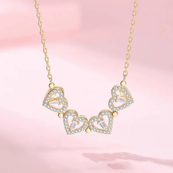 Dây Chuyền Nữ Lili Jewelry Đính Đá CZ Trái Tim Cỏ 4 Lá Đóng Mở LILI_822972 Màu Vàng Gold - Trang sức - Vua Hàng Hiệu
