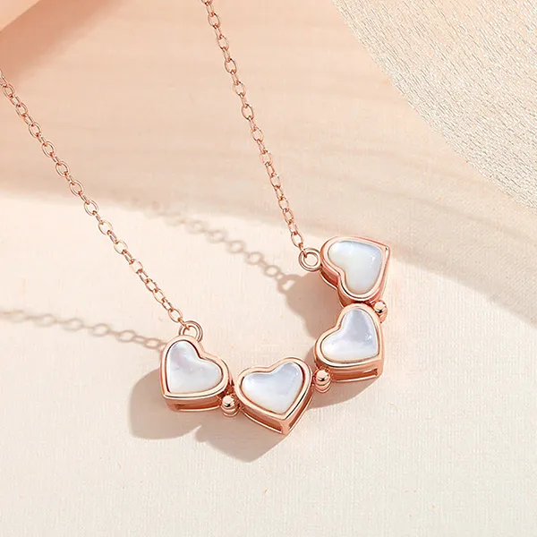 Dây Chuyền Nữ Lili Jewelry Đính Đá CZ Trái Tim Cỏ 4 Lá Lilah LILI_131282 Màu Vàng Hồng - Trang sức - Vua Hàng Hiệu