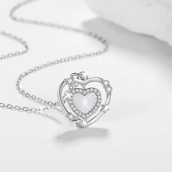 Dây Chuyền Nữ Lili Jewelry Đính Đá CZ Trái Tim Lấp Lánh Denver LILI_098799 Màu Bạc