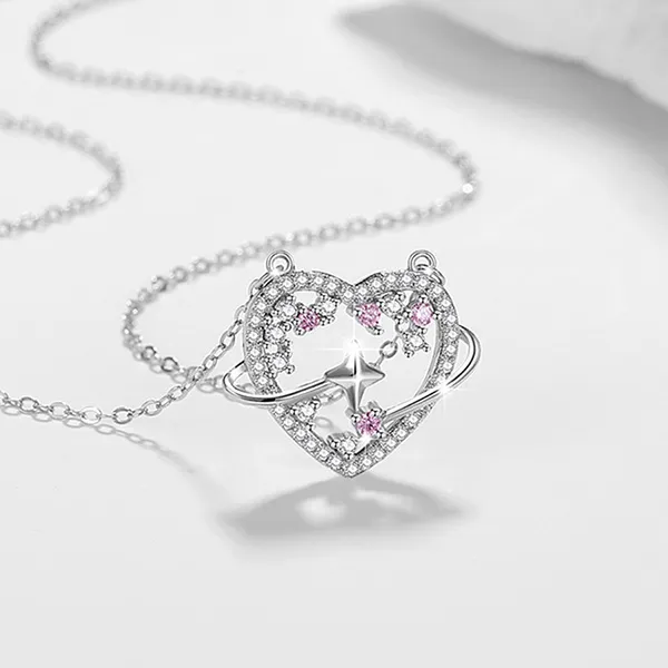 Dây Chuyền Nữ Lili Jewelry Đính Đá CZ Trái Tim Lấp Lánh Jianna LILI_098771 Màu Bạc