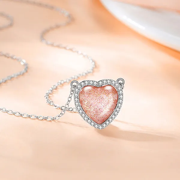 Dây Chuyền Nữ Lili Jewelry Đính Đá CZ Trái Tim Màu Hồng Amalia LILI_073833 Màu Bạc/Hồng - Trang sức - Vua Hàng Hiệu