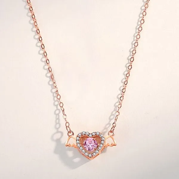 Dây Chuyền Nữ Lili Jewelry Đính Đá CZ Trái Tim Thiên Thần Valerie LILI_092763 Màu Vàng Hồng
