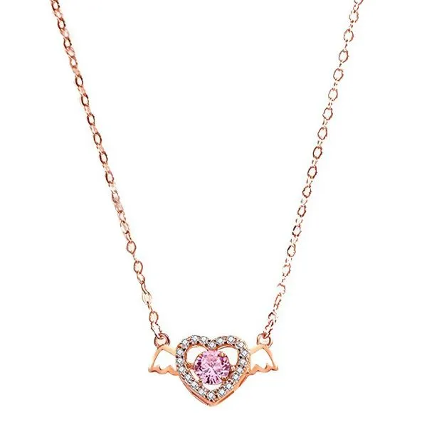 Dây Chuyền Nữ Lili Jewelry Đính Đá CZ Trái Tim Thiên Thần Valerie LILI_092763 Màu Vàng Hồng