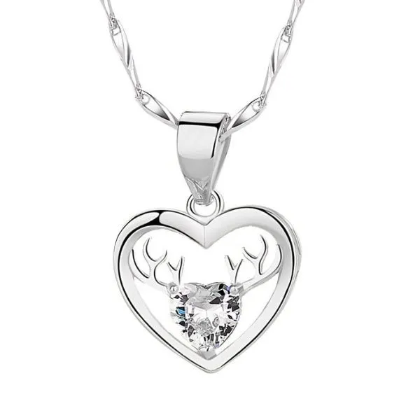 Dây Chuyền Nữ Lili Jewelry Đính Đá CZ Trái Tim Tuần Lộc LILI_898813 Màu Trắng - Trang sức - Vua Hàng Hiệu