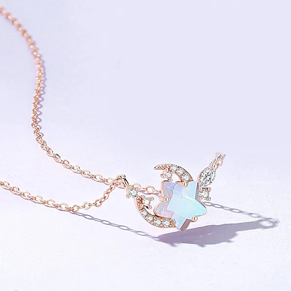 Dây Chuyền Nữ Lili Jewelry Đính Đá CZ Trăng Và Sao Kori LILI_105606 Màu Vàng Hồng - Trang sức - Vua Hàng Hiệu