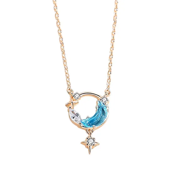 Dây Chuyền Nữ Lili Jewelry Đính Đá CZ Trăng Và Sao Samantha LILI_125858 Màu Vàng Hồng