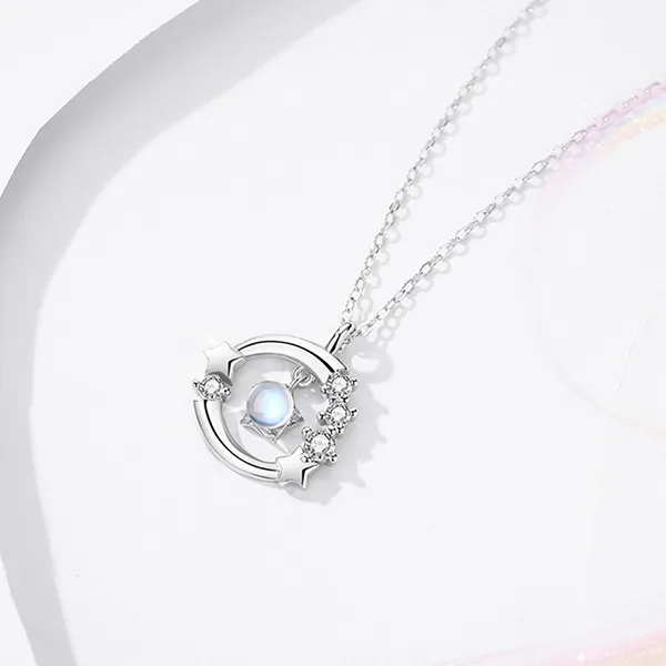 Dây Chuyền Nữ Lili Jewelry Đính Đá CZ Trăng Và Sao Thalia LILI_105086 Màu Bạc