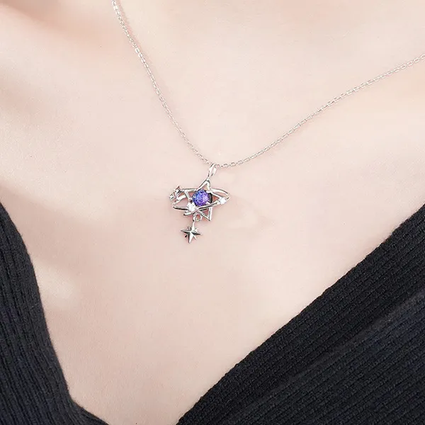 Dây Chuyền Nữ Lili Jewelry Đính Đá CZ Trời Sao Promise LILI_097857 Màu Xanh Đậm - Trang sức - Vua Hàng Hiệu