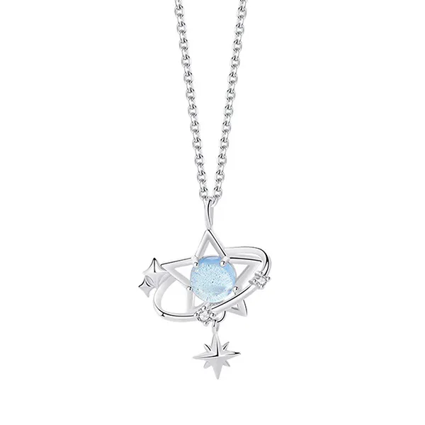 Dây Chuyền Nữ Lili Jewelry Đính Đá CZ Trời Sao Promise LILI_097857 Màu Xanh Nhạt - Trang sức - Vua Hàng Hiệu