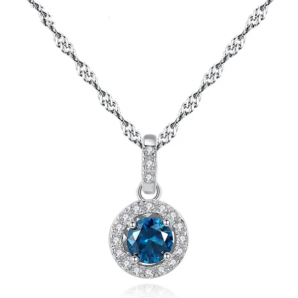 Dây Chuyền Nữ Lili Jewelry Đính Đá CZ Tròn Jenesis LILI_098062 Màu Xanh Dương