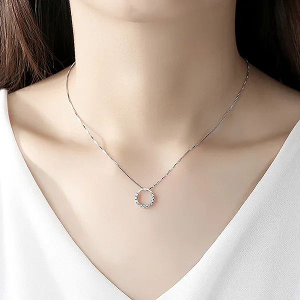 Dây Chuyền Nữ Lili Jewelry Đính Đá CZ Tròn Odette LILI_054047 Màu Bạc